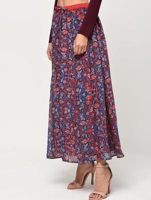 high rise drawstring floral skirt - 16266297 - Standard Image - 3