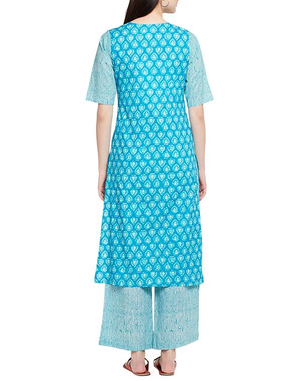batik printed kurta palazzo set - 16266323 - Zoom Image - 3