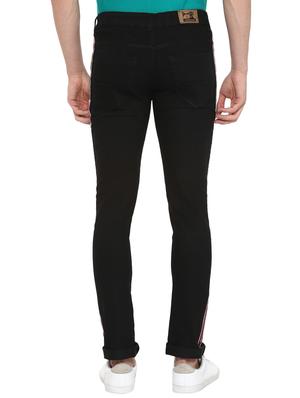 black cotton blend side tape jeans - 16266559 - Standard Image - 3