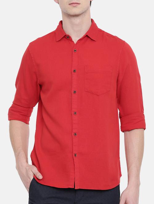 red solid casual shirt - 16268415 - Standard Image - 1