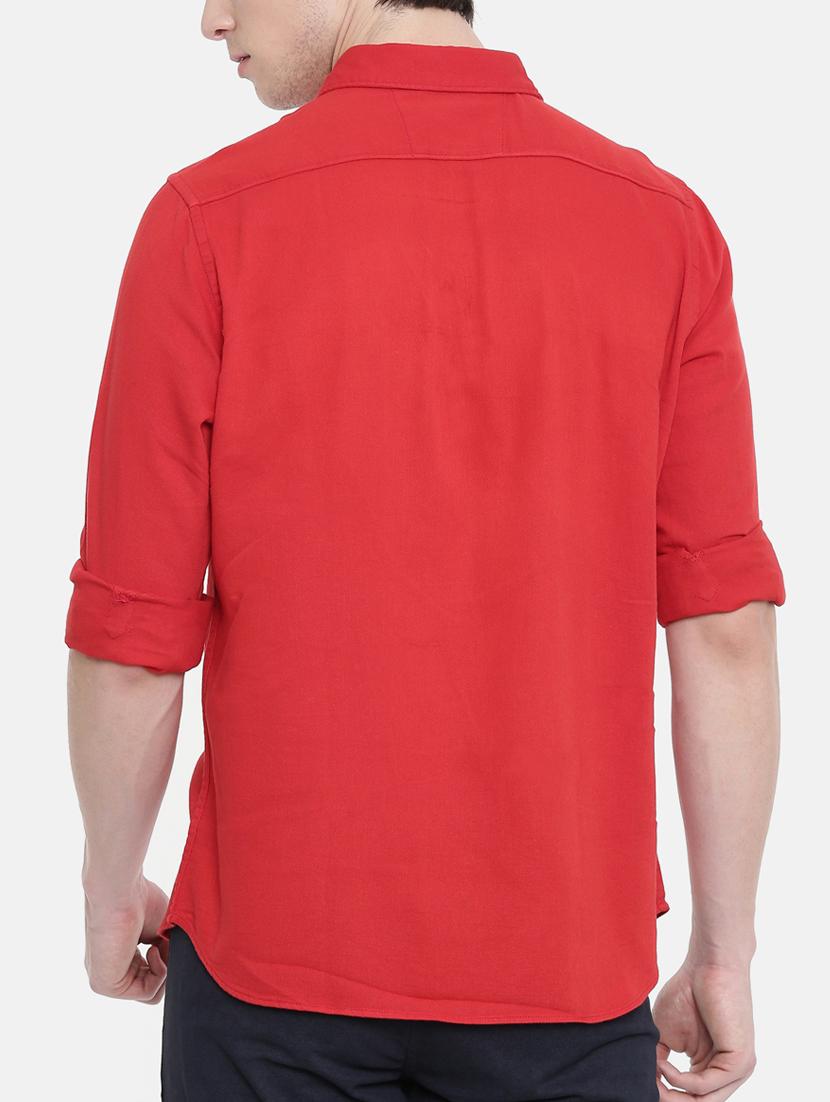 red solid casual shirt - 16268415 - Zoom Image - 3