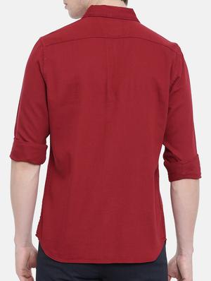 maroon solid casual shirt - 16268416 - Standard Image - 3