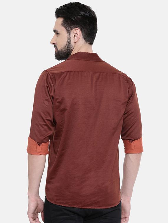 red solid casual shirt - 16268437 - Zoom Image - 3