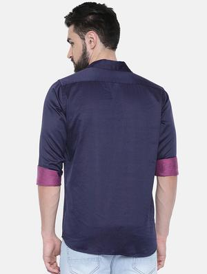 purple solid casual shirt - 16268438 - Standard Image - 3