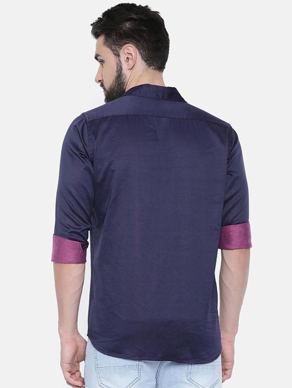 purple solid casual shirt - 16268438 - Zoom Image - 3