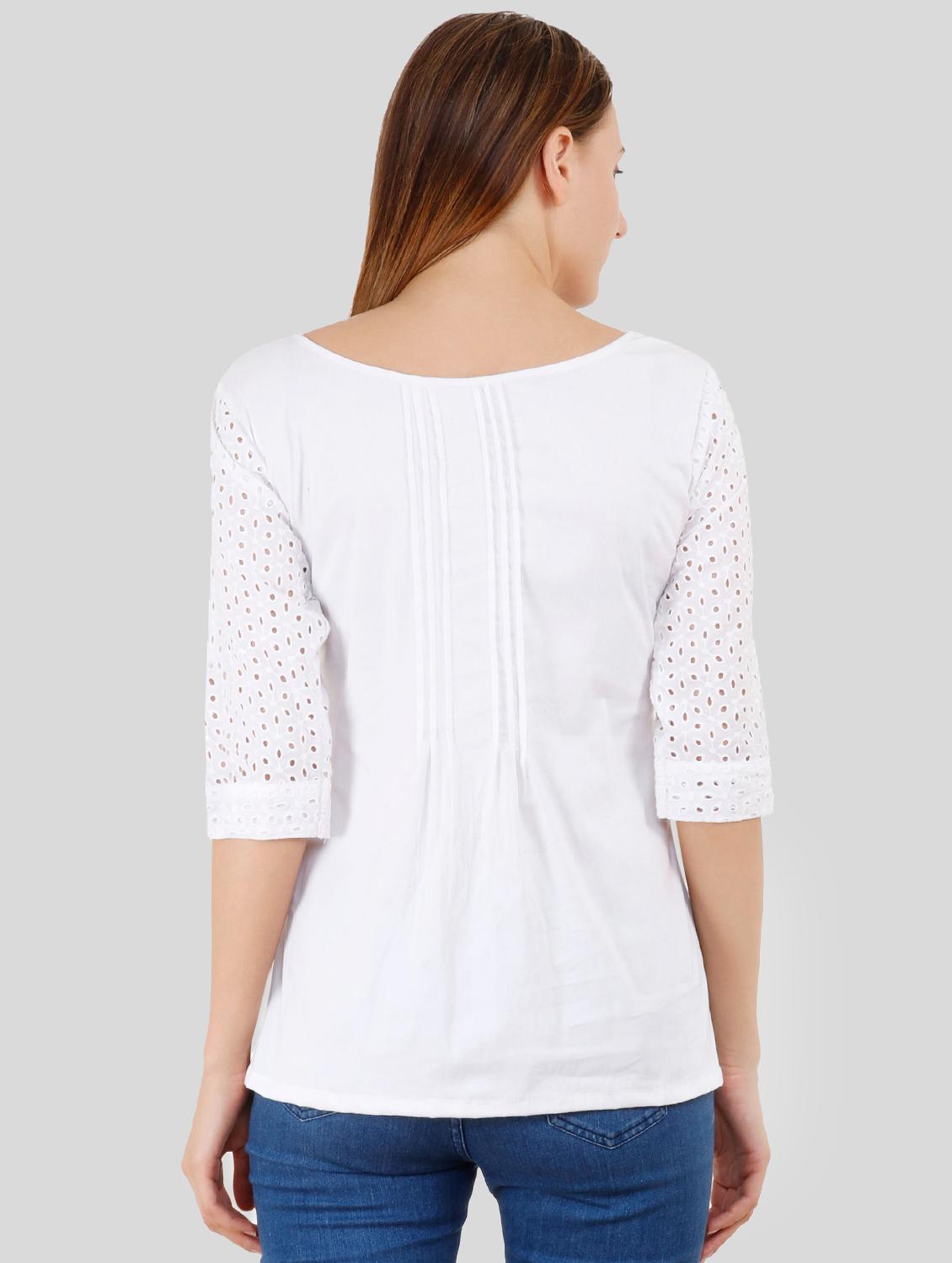 embroidered crochet a-line kurti - 16269176 - Zoom Image - 3