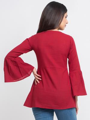 botton detail bell sleeved top - 16269292 - Standard Image - 3