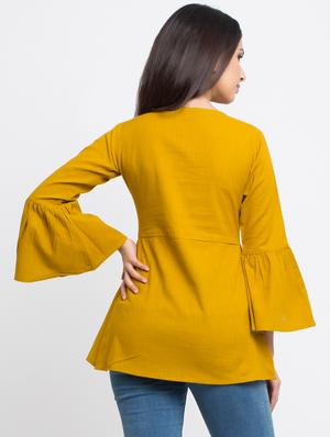 botton detail bell sleeved top - 16269293 - Standard Image - 3