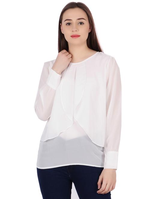 long sleeves sheered layered top - 16269508 - Standard Image - 1