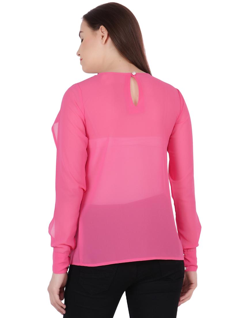 keyhole back slit sleeves top - 16269512 - Zoom Image - 3