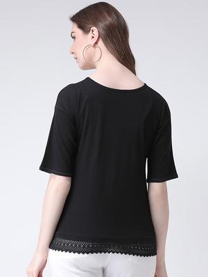 round neck lace hem top - 16269558 - Standard Image - 3