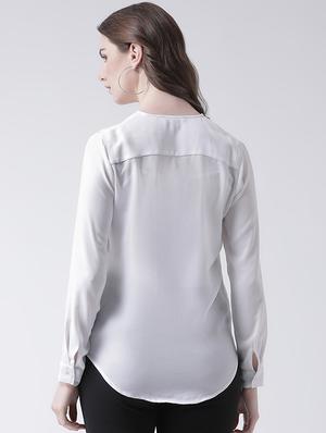 v neck solid top - 16269565 - Standard Image - 3