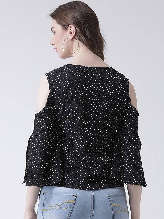 pin-dot cold shoulder top - 16269568 - Zoom Image - 3