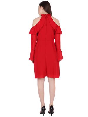 cold shoulder flute sleeves dress - 16269704 - Standard Image - 3