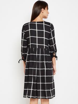 Sleeve detail checkered pocket dress - 16269719 - Standard Image - 3