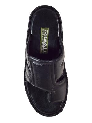 black leather slip on slippers - 16269828 - Standard Image - 3