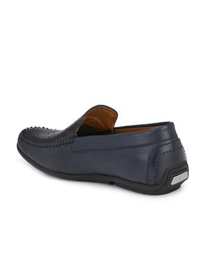 navy blue leatherette slip on loafers - 16270296 - Standard Image - 3