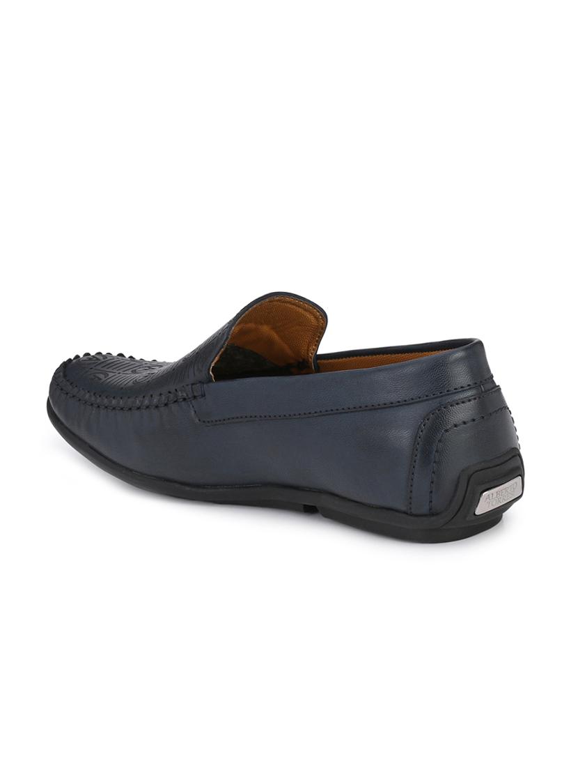 navy blue leatherette slip on loafers - 16270296 - Zoom Image - 3
