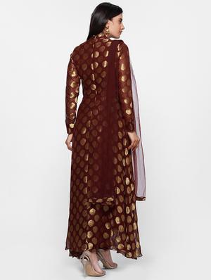Brocade kurta churidaar suit set - 16270560 - Standard Image - 3
