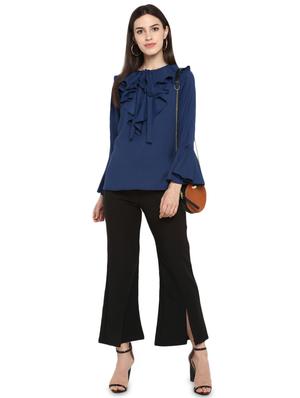 tie knot neck ruffle detail top - 16270925 - Standard Image - 3