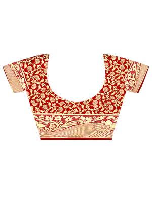 floral zari motif kanjivaram saree with blouse - 16271224 - Standard Image - 3
