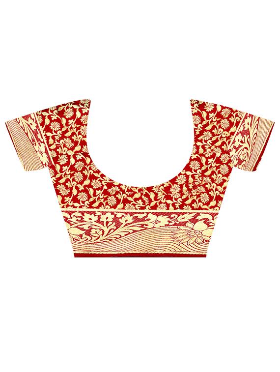 floral zari motif kanjivaram saree with blouse - 16271224 - Zoom Image - 3