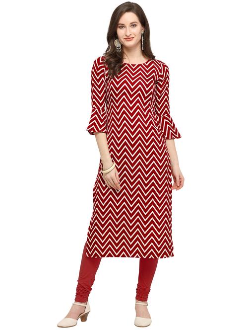 Chevron straight kurta - 16272134 - Standard Image - 1