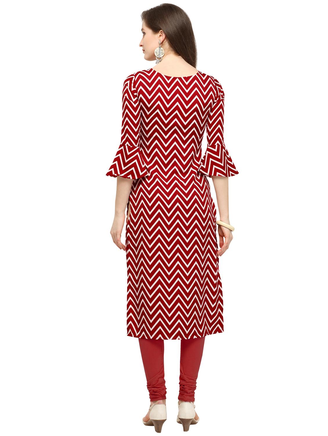 Chevron straight kurta - 16272134 - Zoom Image - 3