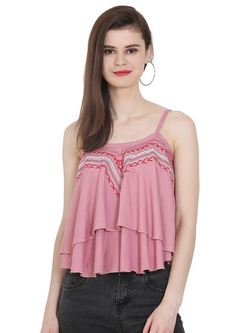 Embroidered layered crop top - 16272228 - Standard Image - 1