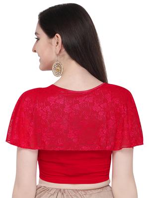 red cotton blend solid blouse - 16272552 - Standard Image - 3