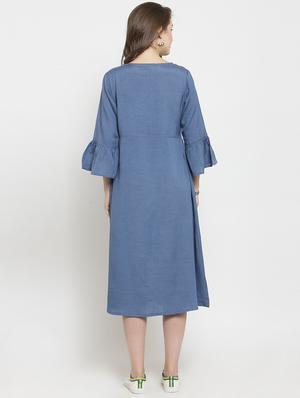 gather detail embroidered a-line dress - 16273275 - Standard Image - 3