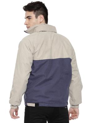 navy blue polyester color block casual jacket - 16273763 - Standard Image - 3