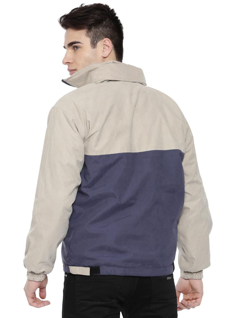 navy blue polyester color block casual jacket - 16273763 - Zoom Image - 3