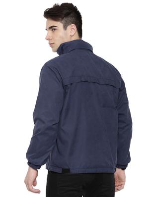 navy blue polyester reverisble casual jacket - 16273765 - Standard Image - 3