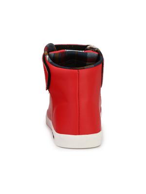 red leatherette lace up sneakers - 16274491 - Standard Image - 3