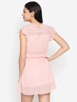 ruffle trim dobby blouson dress - 16274782 - Standard Image - 3
