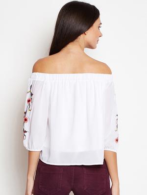 off shoulder embroidered top - 16274815 - Standard Image - 3