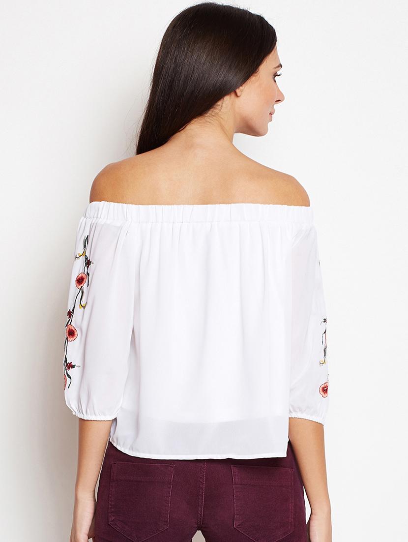off shoulder embroidered top - 16274815 - Zoom Image - 3