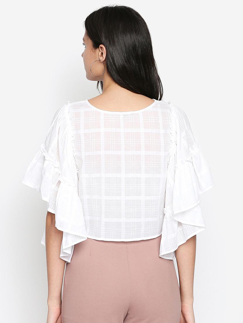 flutter sleeved self checks crop top - 16274841 - Zoom Image - 3