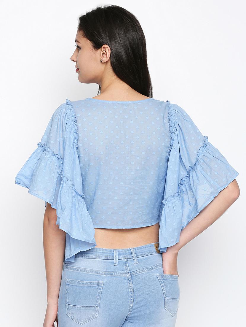 flutter sleeved dobby crop top - 16274842 - Zoom Image - 3