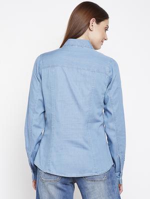 floral embroidered denim shirt - 16274884 - Standard Image - 3