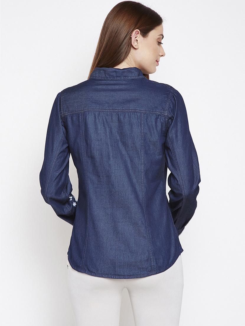 floral embroidered denim shirt - 16274885 - Zoom Image - 3