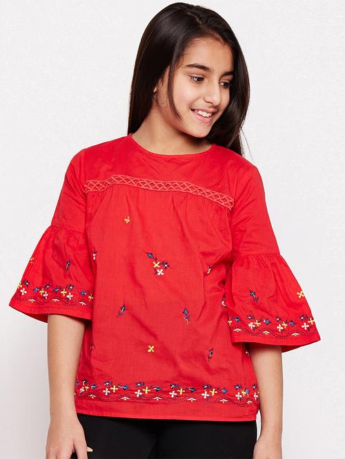 red cotton regular top - 16274924 - Standard Image - 1