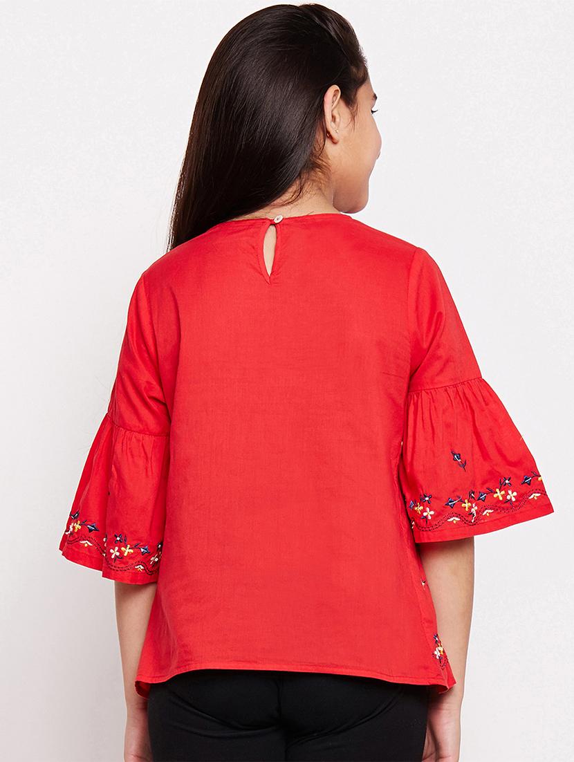 red cotton regular top - 16274924 - Zoom Image - 3
