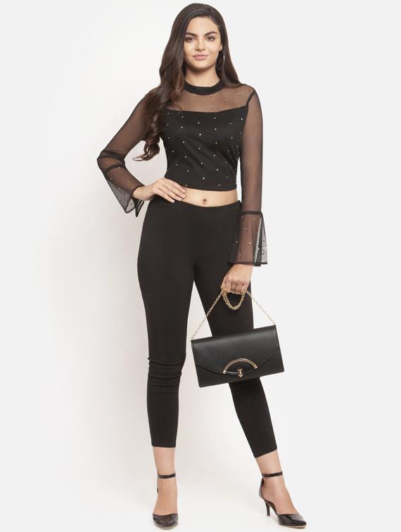 key hole embellished crop top - 16274979 - Zoom Image - 3