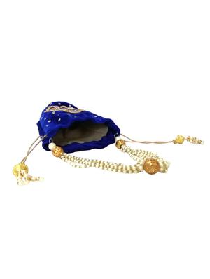 blue velvet ethnic potli - 16275014 - Standard Image - 3
