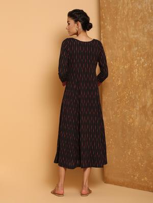 ikat printed a-line ethnic dress - 16275104 - Standard Image - 3