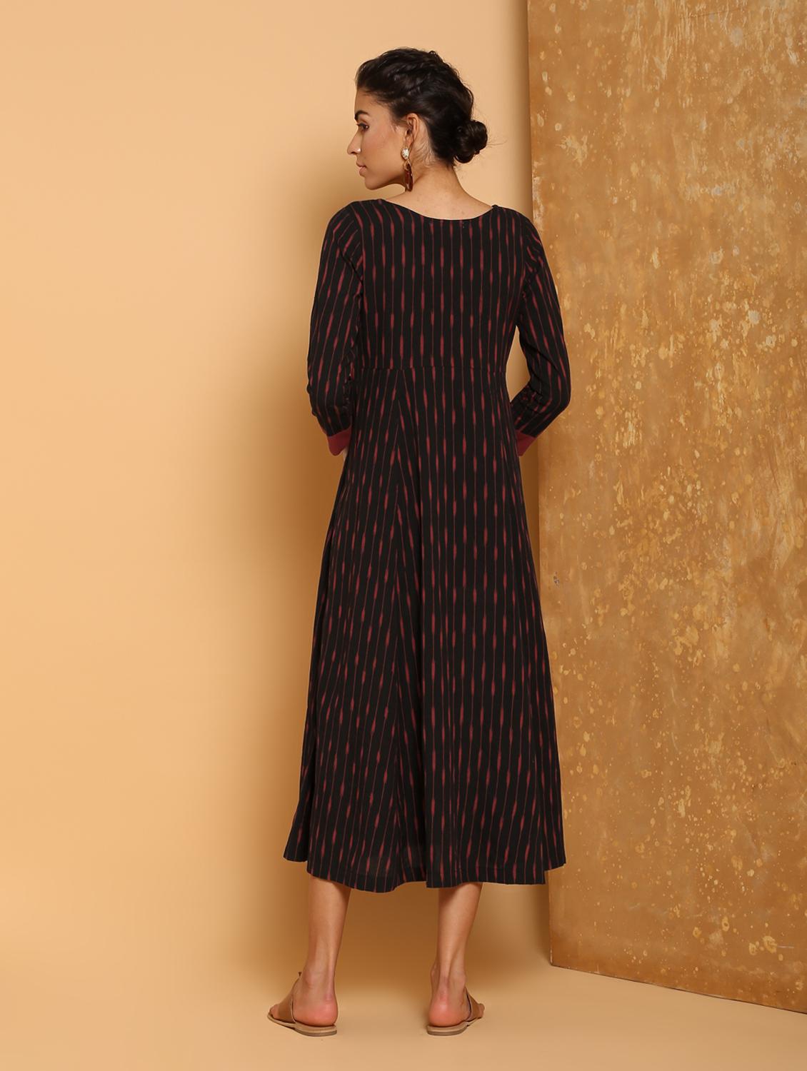 ikat printed a-line ethnic dress - 16275104 - Zoom Image - 3