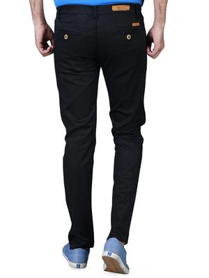 black solid flat front casual trouser - 16275261 - Standard Image - 3