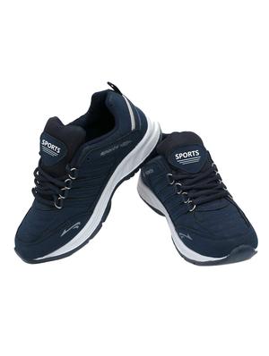 navy blue leatherette sport shoes - 16275780 - Standard Image - 3